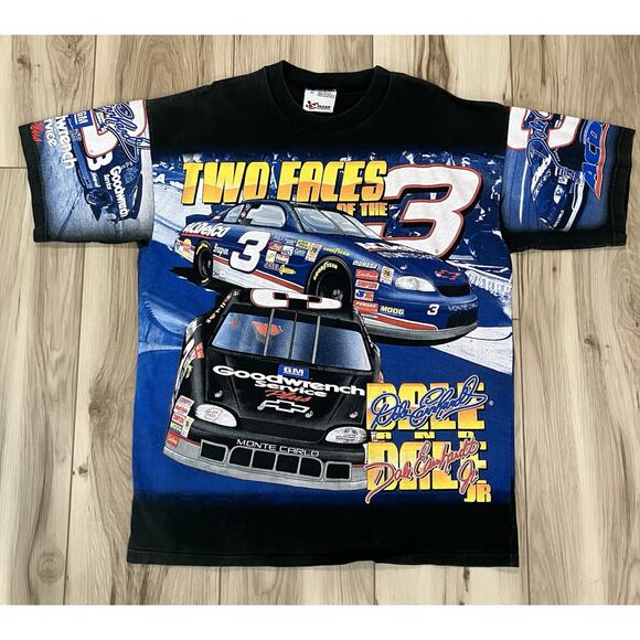 VINTAGE CHASE DALE EARNHARDT/DALE EARNHARDT JR TWO FACES OF 3 T SHIRT Sz XL